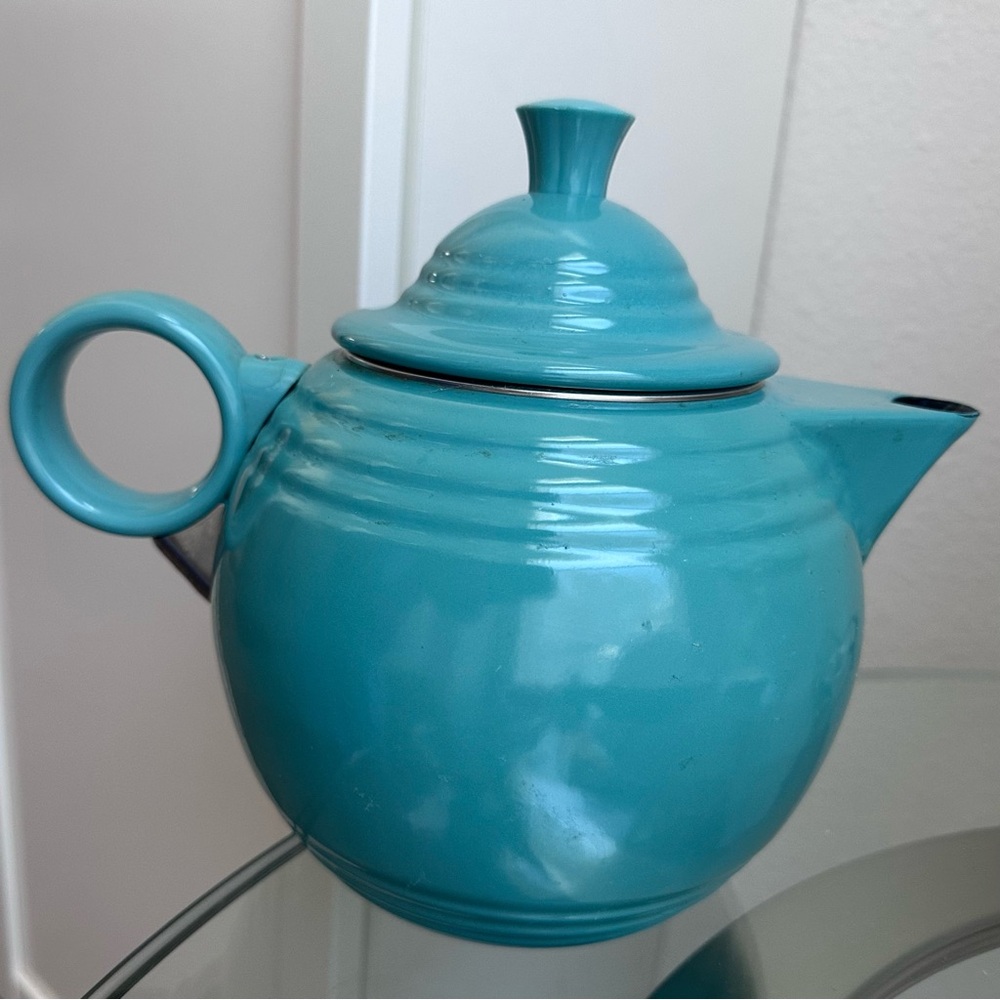 Vintage Copco Fiesta Tea Kettle in Turquoise Homer Laughlin Fiestaware